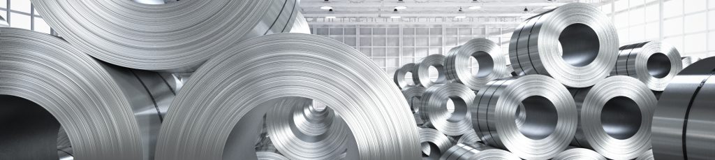 3d rendering roll of steel sheet in factory