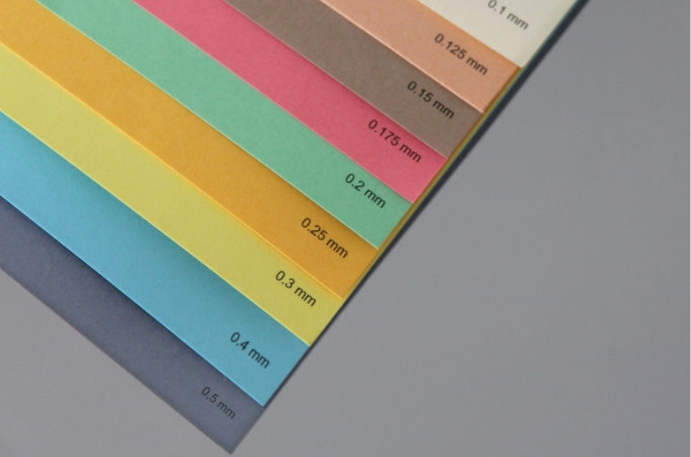 marks-3Zet's Offset printing innovation showing different offset measurements in different coloured papers